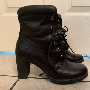 Timberland Anime Black Leather Heeled Boots